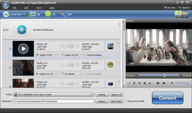 AnyMP4 Blu-ray Ripper default screen