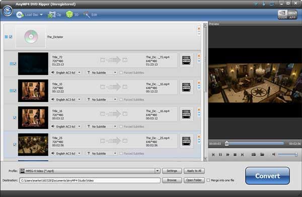 AnyMP4 DVD Ripper main screen