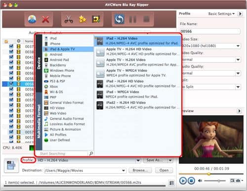 Download AVCWare Blu-ray Ripper for Mac output video formats