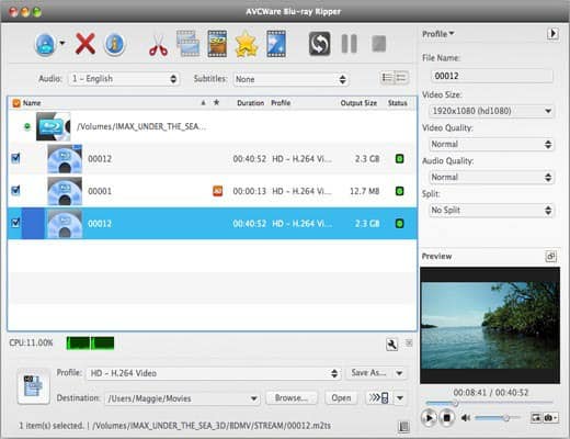 Download AVCWare Blu-ray Ripper for Mac main screen