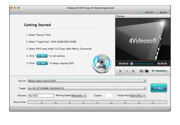 4Videosoft DVD Copy Main Screen