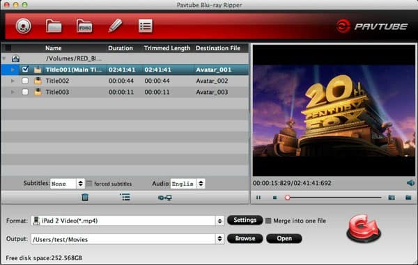 Pavtube Blu-ray Ripper software main screen