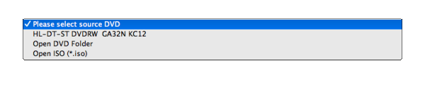 Source selection: DVD, DVD Folder or .ISO