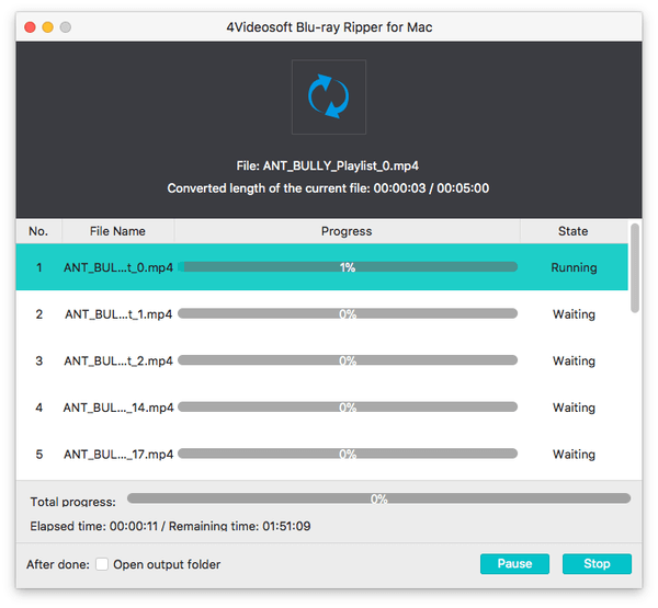 Blu-ray ripping in progress