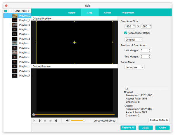 4Videosoft Blu-ray Ripper for Mac crop video