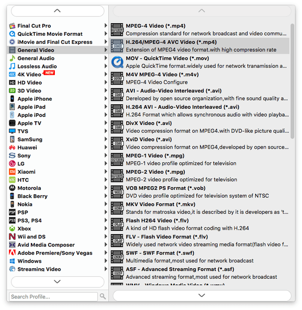 4Videosoft Blu-ray Ripper for Mac disc video profile