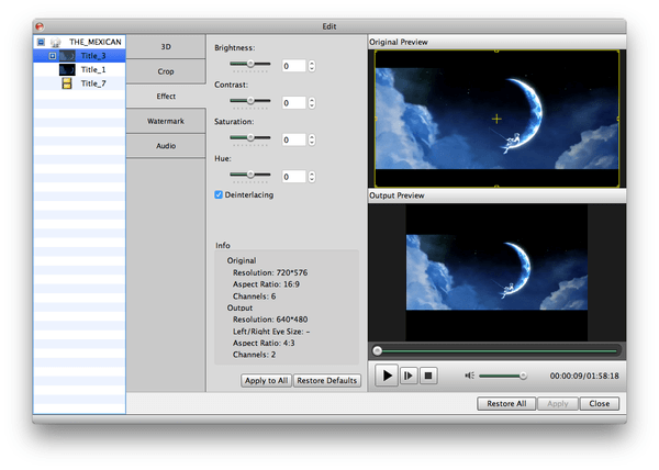 Brightness, contrast, saturation and Hue settings