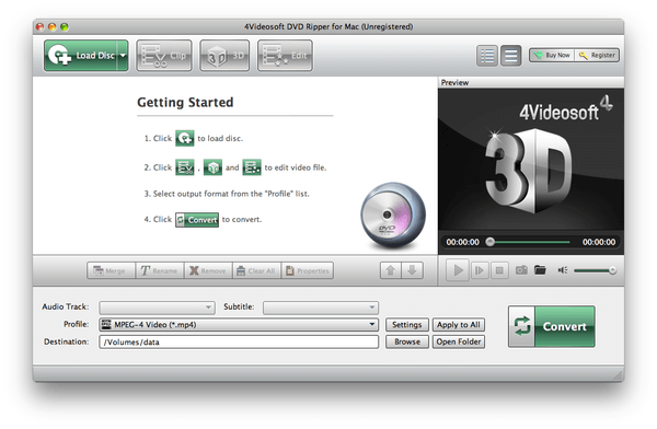 4Videosoft DVD Ripper for Mac main window