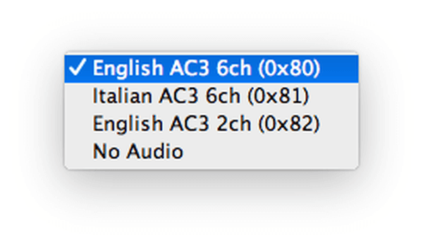 select dvd audio track